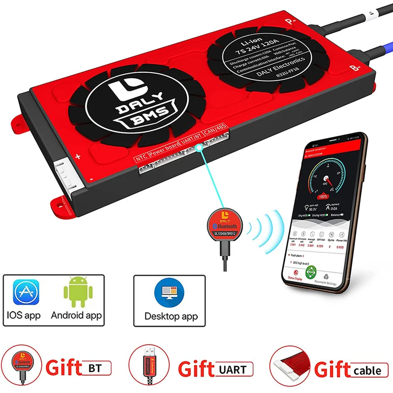 Daly smart bms Li-ion 7S 24V 120A bluetooth BMS board 2095212