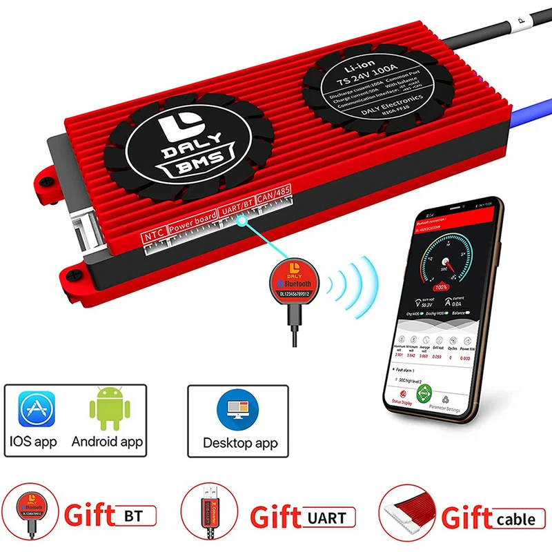 Daly smart bms Li-ion 7S 24V 100A bluetooth BMS board 2465166