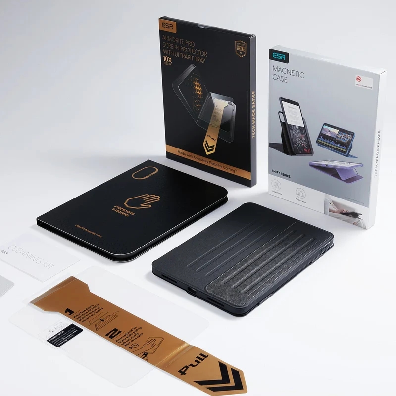 iPad 11" (A16) 2025 Bundle Shift Magnetic Case & Armorite® Pro Screen Protector With UltraFit Tray - Titanium