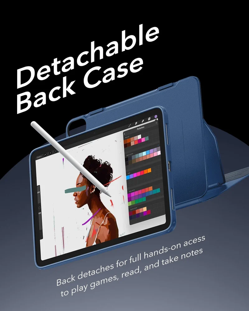 iPad 11" (A16) 2025 Bundle Shift Magnetic Case & Armorite® Pro Screen Protector With UltraFit Tray - Navy Blue