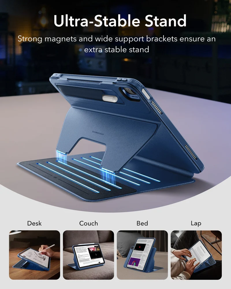 iPad 11" (A16) 2025 Bundle Shift Magnetic Case & Armorite® Pro Screen Protector With UltraFit Tray - Navy Blue