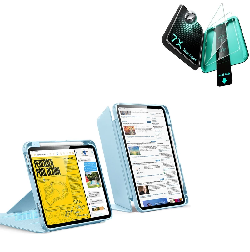 iPad 11" (A16) 2025 Bundle Flip Magnetic Case with Pencil Holder & Armorite® Protection - Sky Blue