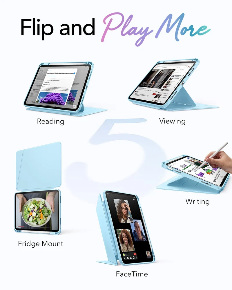 iPad 11" (A16) 2025 Bundle Flip Magnetic Case with Pencil Holder & Armorite® Protection - Sky Blue
