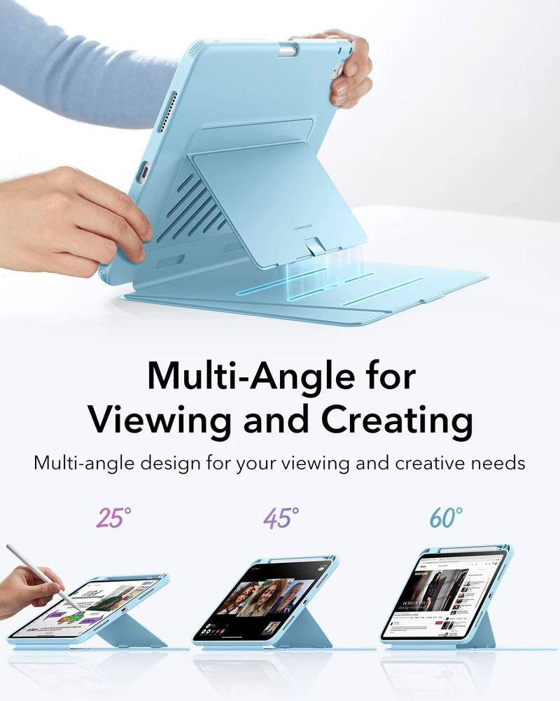 iPad 11" (A16) 2025 Bundle Flip Magnetic Case with Pencil Holder & Armorite® Protection - Sky Blue