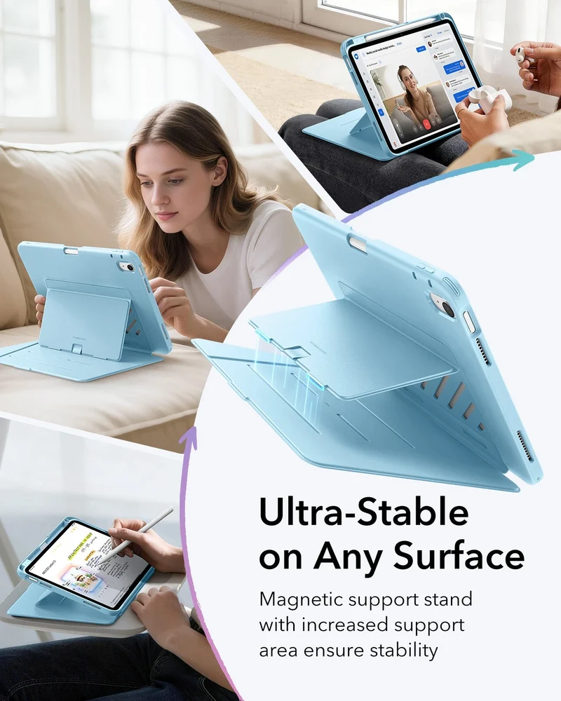 iPad 11" (A16) 2025 Bundle Flip Magnetic Case with Pencil Holder & Armorite® Protection - Sky Blue