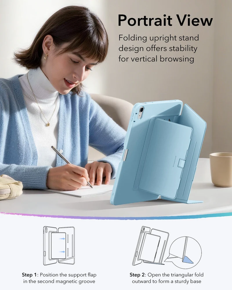 iPad 11" (A16) 2025 Bundle Flip Magnetic Case with Pencil Holder & Armorite® Protection - Sky Blue