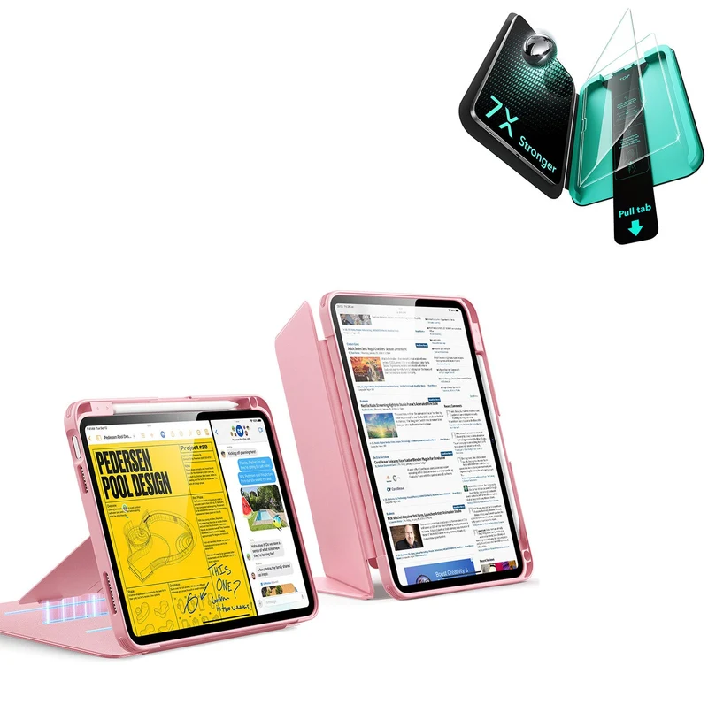 iPad 11" (A16) 2025 Bundle Flip Magnetic Case with Pencil Holder & Armorite® Protection - Pink