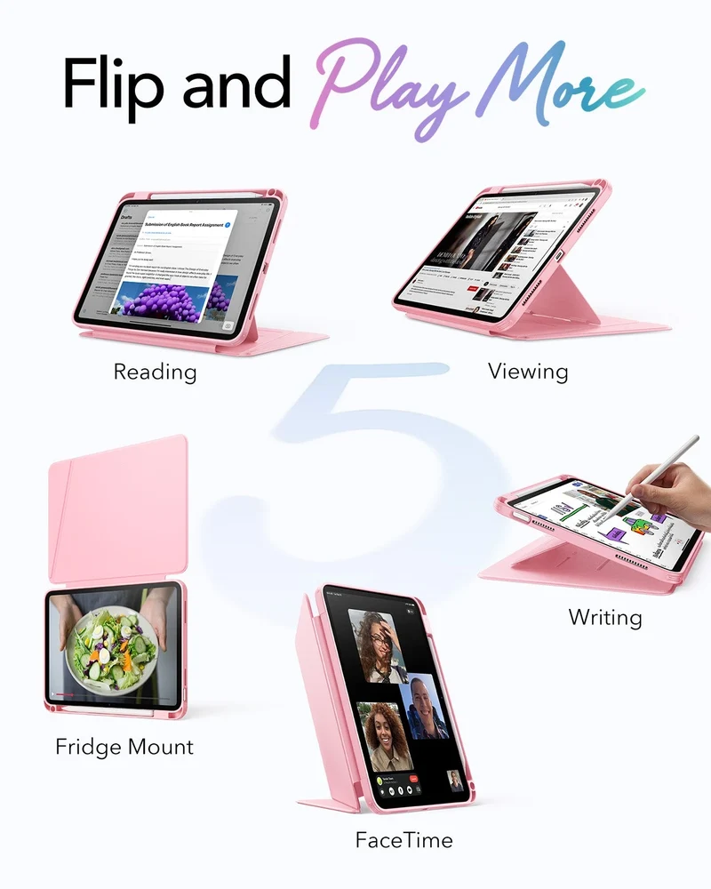 iPad 11" (A16) 2025 Bundle Flip Magnetic Case with Pencil Holder & Armorite® Protection - Pink