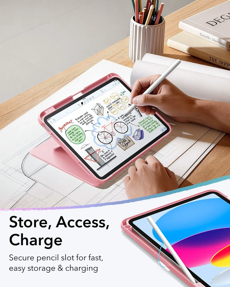 iPad 11" (A16) 2025 Bundle Flip Magnetic Case with Pencil Holder & Armorite® Protection - Pink