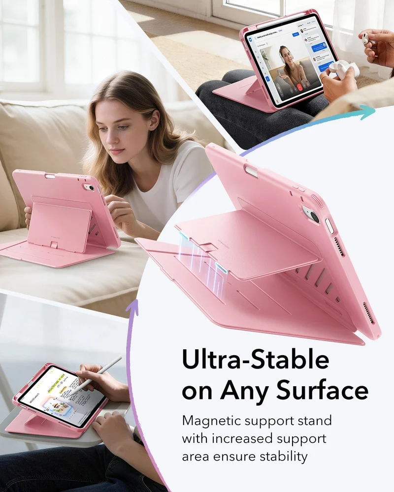 iPad 11" (A16) 2025 Bundle Flip Magnetic Case with Pencil Holder & Armorite® Protection - Pink