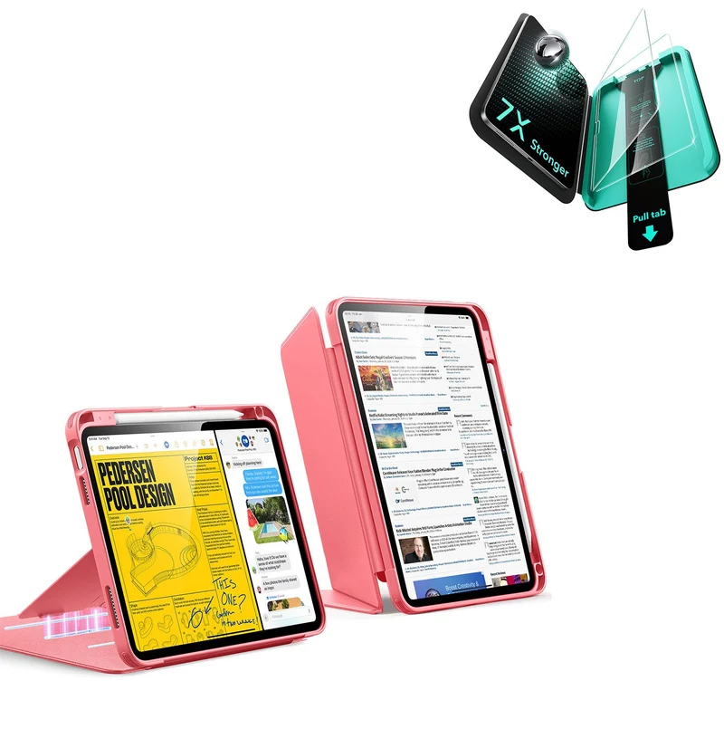iPad 11" (A16) 2025 Bundle Flip Magnetic Case with Pencil Holder & Armorite® Protection - Watermelon Red
