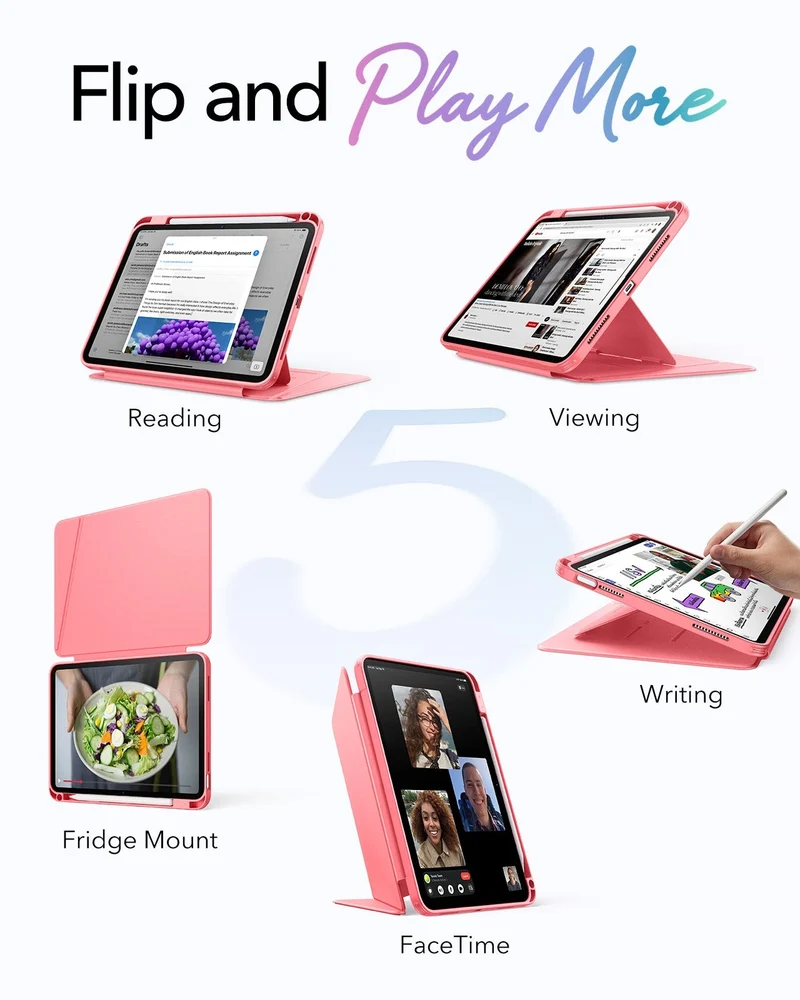 iPad 11" (A16) 2025 Bundle Flip Magnetic Case with Pencil Holder & Armorite® Protection - Watermelon Red