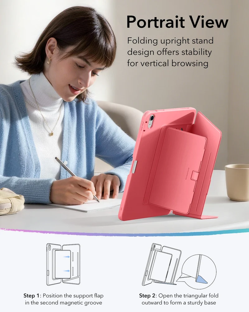 iPad 11" (A16) 2025 Bundle Flip Magnetic Case with Pencil Holder & Armorite® Protection - Watermelon Red