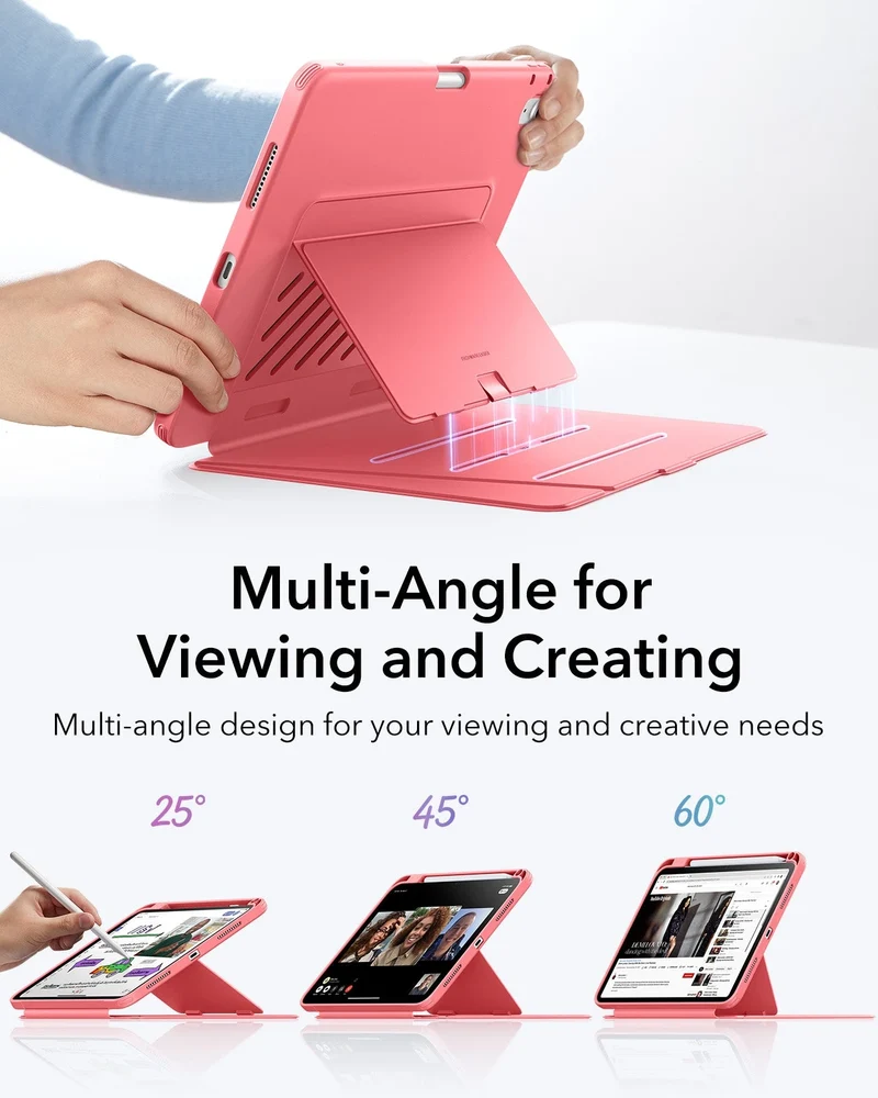 iPad 11" (A16) 2025 Bundle Flip Magnetic Case with Pencil Holder & Armorite® Protection - Watermelon Red