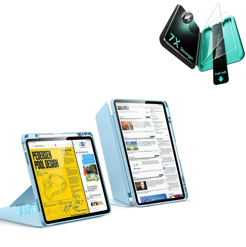 iPad Air 13" (M4) 2026 Bundle Flip Magnetic Case with Pencil Holder & Armorite® Protection - Sky Blue
