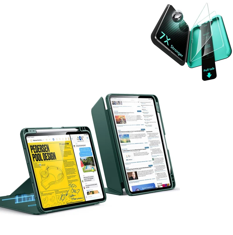 iPad Pro 11" (2025) Bundle Flip Magnetic Case with Pencil Holder & Armorite® Protection - Green