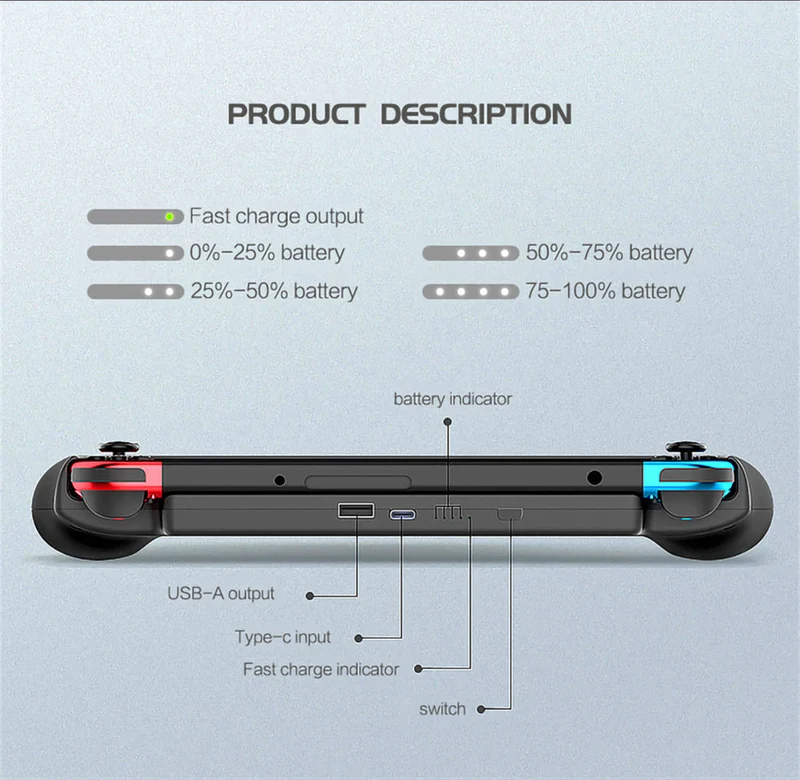 10000mAh battery box power bank, quick charger external battery for Nintend Switch NS NX