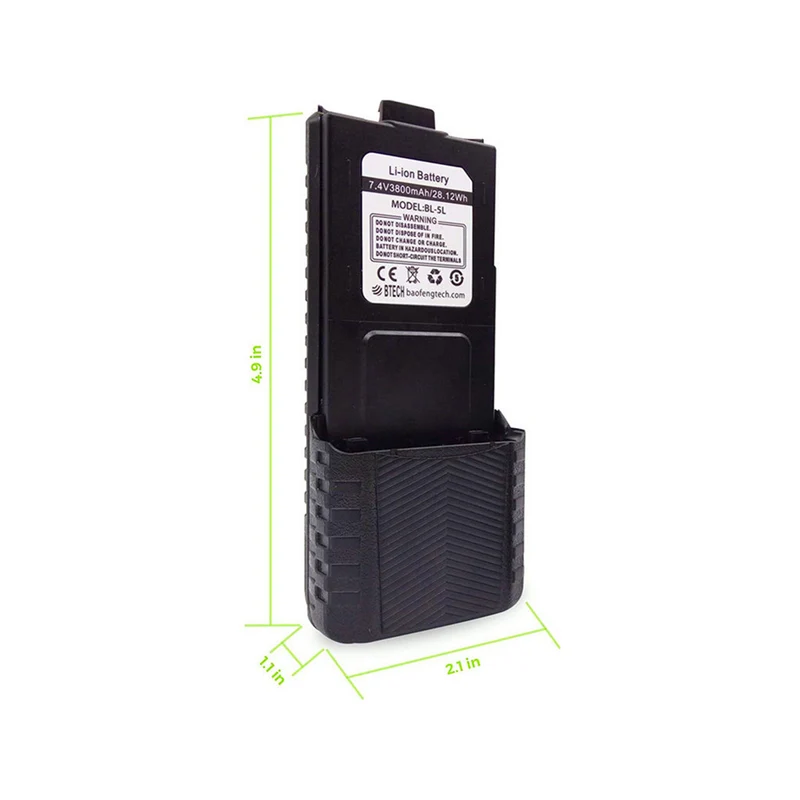 BaoFeng, BTECH BL 5L 3800mAh Li-Ion battery, large capacity battery, suitable for UV 5X3, BF F8HP and UV 5R radios