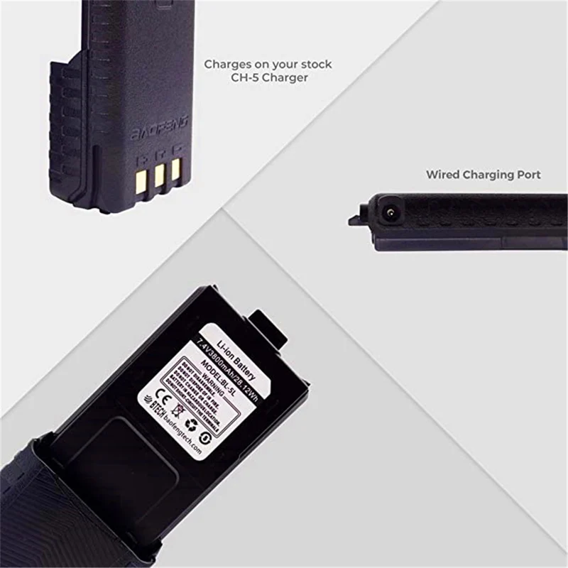 BaoFeng, BTECH BL 5L 3800mAh Li-Ion battery, large capacity battery, suitable for UV 5X3, BF F8HP and UV 5R radios