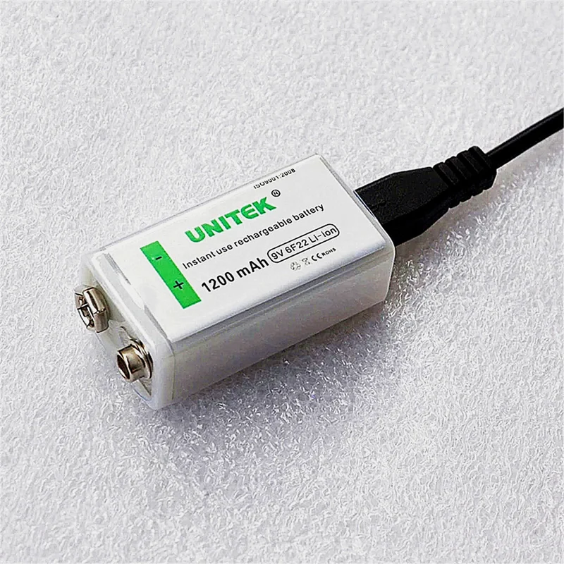 2PCS USB 9V Lithium Ion Battery Pack 1200mAh 6F22 Lithium Battery Microphone Guitar EQ Smoke Detector Multimeter Helicopter