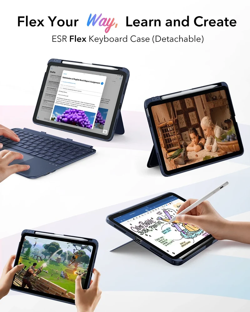 iPad Air 10.9"(5th/4th Gen ) Flex Keyboard Case (Detachable)- US Layout-Blue