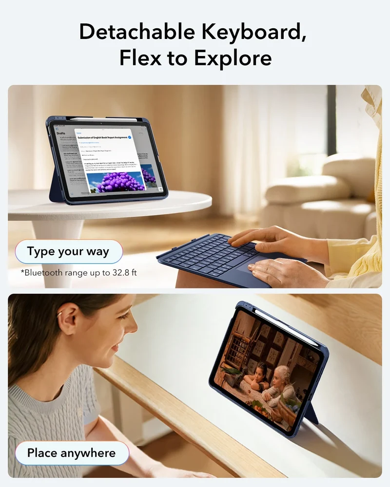 iPad Air 10.9"(5th/4th Gen ) Flex Keyboard Case (Detachable)- US Layout-Blue