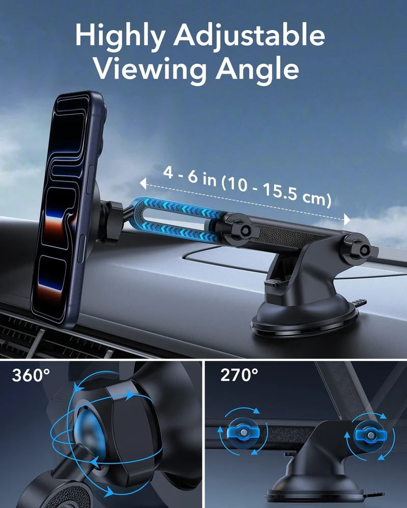 Dashboard Car Phone Mount (HaloLock) - Black