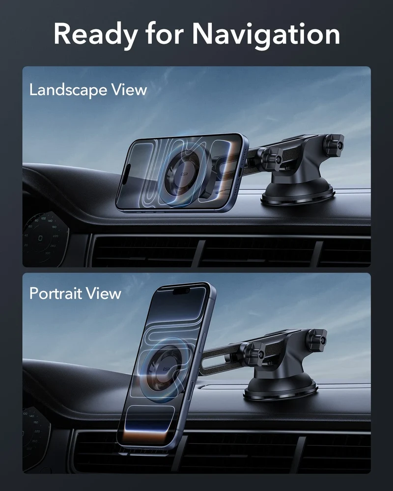 Dashboard Car Phone Mount (HaloLock) - Black