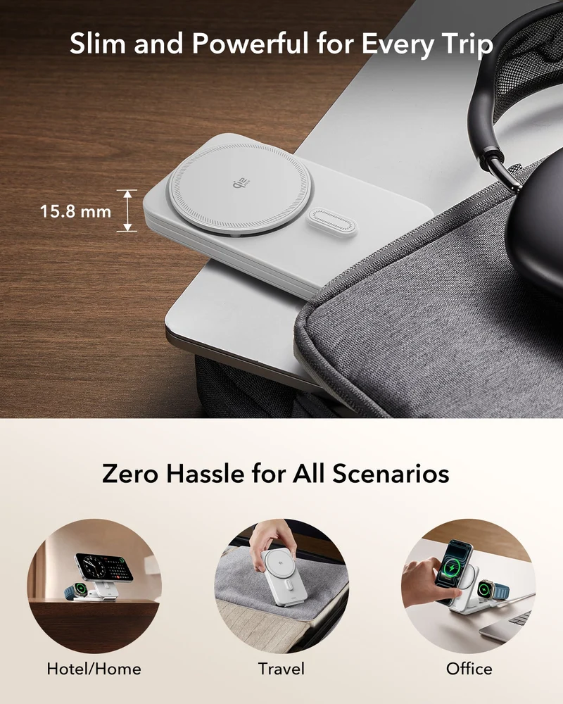 CryoBoost Foldable 3-in-1 Magnetic Charging Station (25W) – JP Plug-White