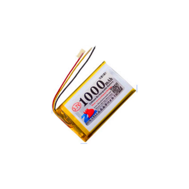 2pcs 3.7 V 1000 mAh with NTC protection three-line 802540 polymer lithium battery