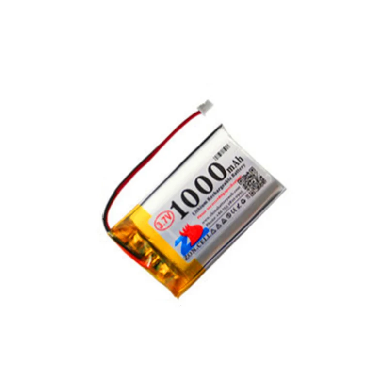2pcs 3.7V 1000 mAh MX1.25 forward plug 802540 polymer lithium battery