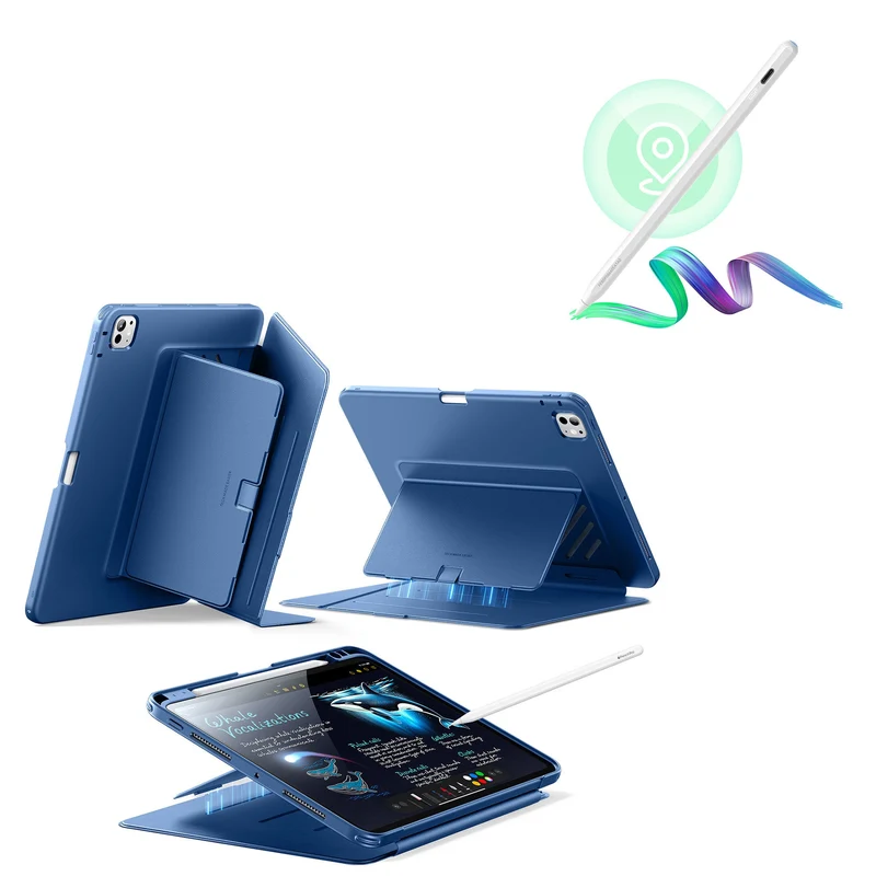 iPad Pro 11″ (2025) Flip Magnetic Case with Pencil Bundle - Navy Blue
