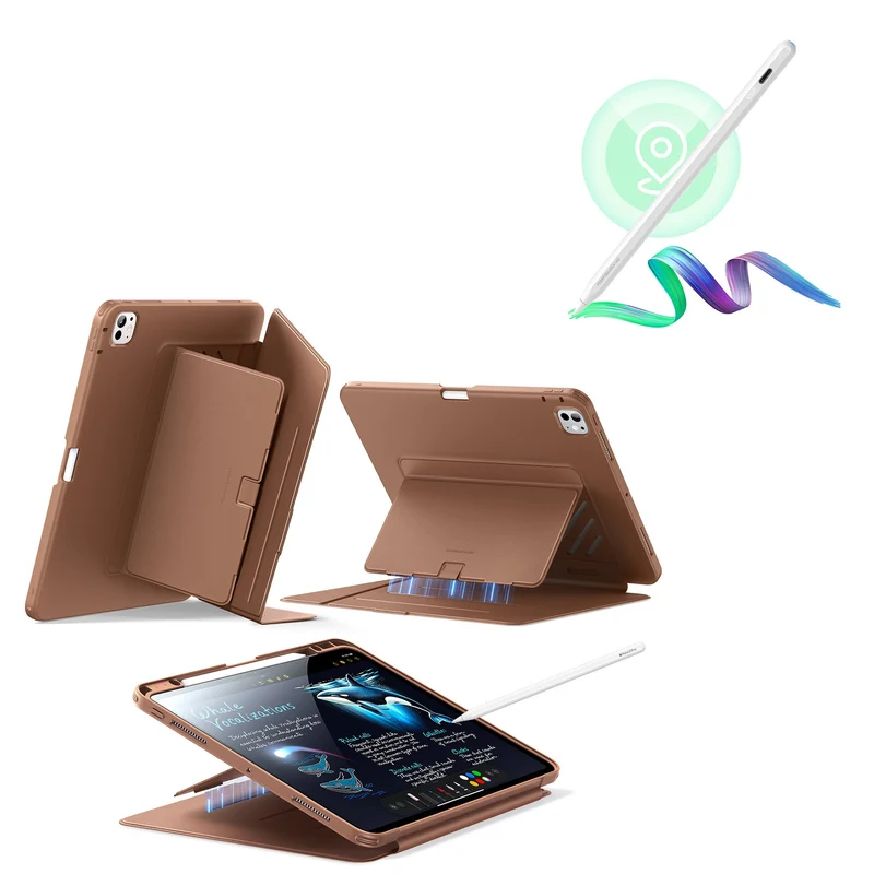 iPad Pro 13″ (2025) Flip Magnetic Case with Pencil Bundle - Brown