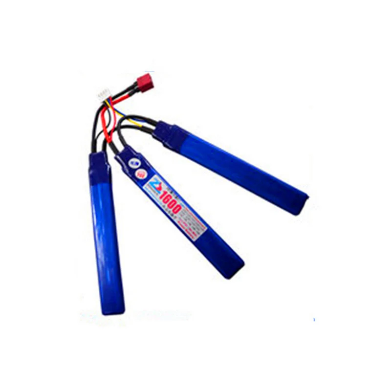 2PCS T-connector triplets 1600mAh sponge soft projectile toy power polymer battery 11.1V 6020122