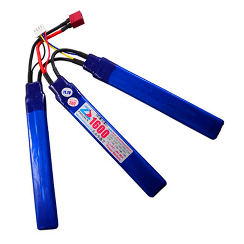2PCS SM Plug Triplets 1600mAh Sponge Soft Projectile Toy Power Polymer Battery 11.1V 6020122