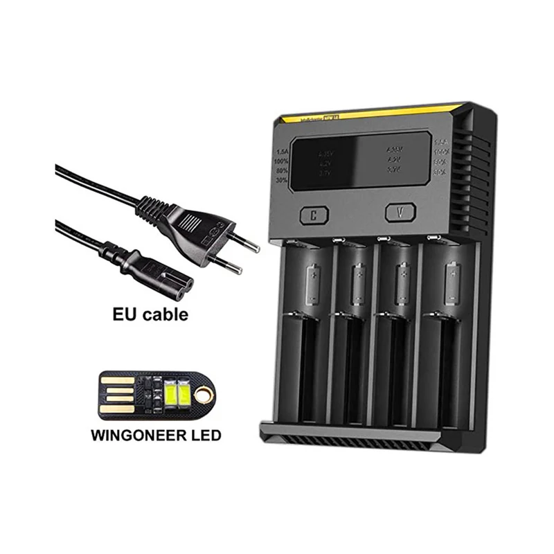 New i4 (2016 version) Intelligent Charger Universal smart charger with WINGONEER USB LED light