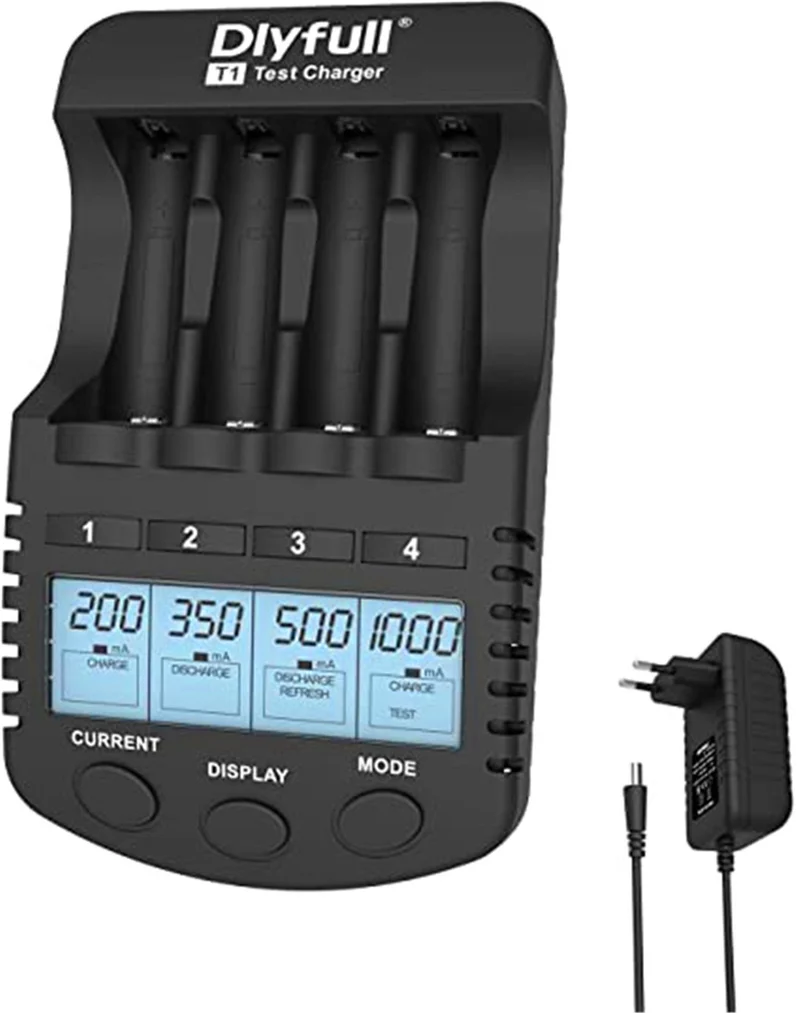 Battery charger AA AAA battery charger with LCD display USB charging port and charging, discharging, testing, maintenance mode