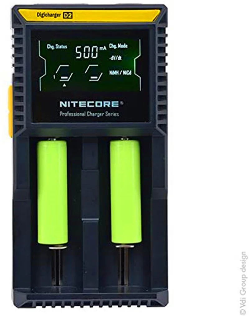 D2EU universal charger for Li-Ion, Ni-MH, Ni-CD and LiFePO4 batteries, LCD display