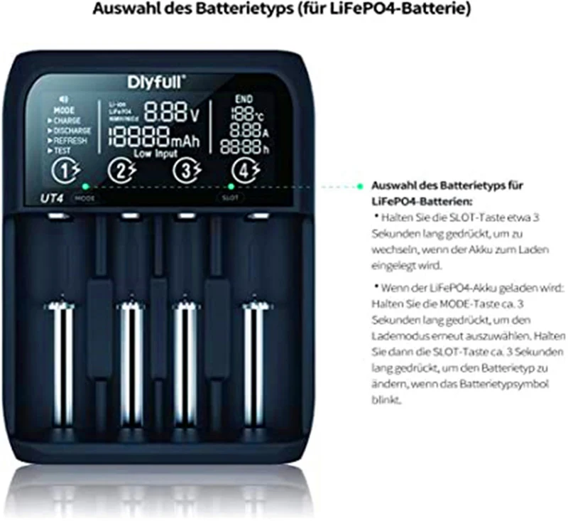 UT4 universal battery charger Battery charger for Li-Ion / IMR / INR / battery NI-MH / NI-Cd A AA AAA AAAA C SC D LiFePO4 battery