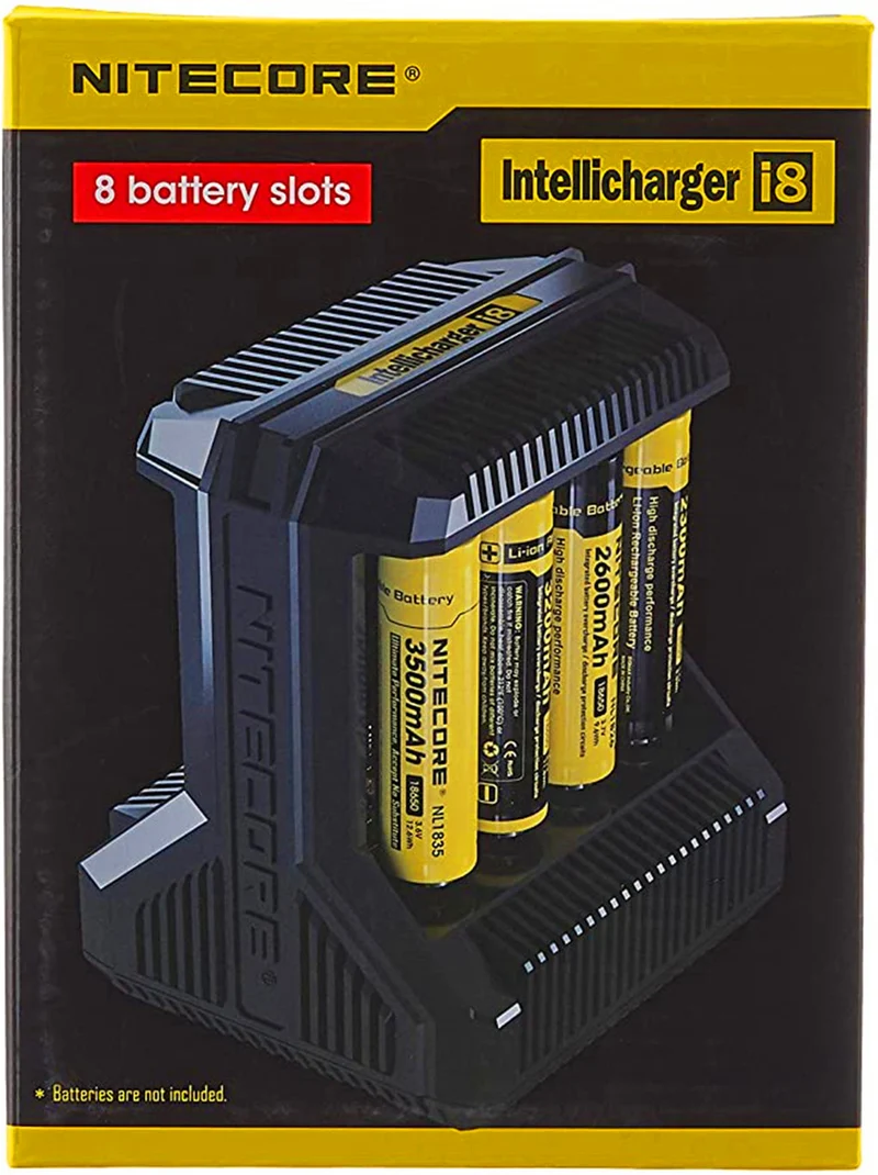 Nitecore i8 8 socket charger for lithium ion, nickel-metal hydride and nickel cadmium batteries, black, p