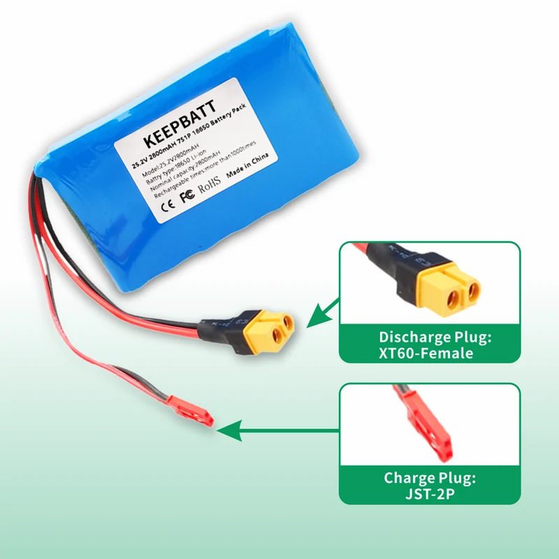 25.2V 2800mah Electric Wheelchair Electric Scooter Electric 4 Wheel Skateboard Small Fish Board Long Board Beetle Rechargeable Battery