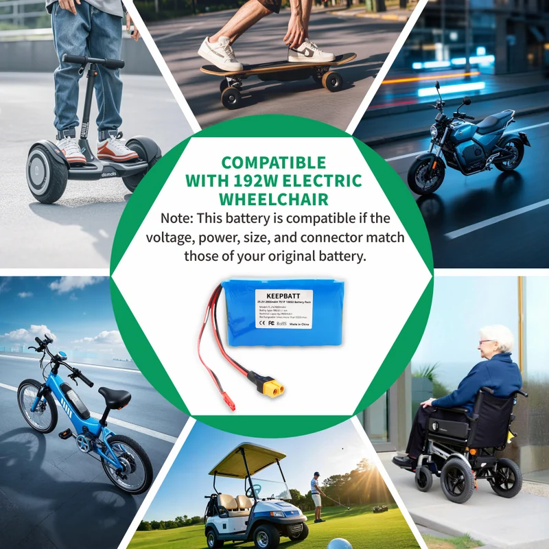 25.2V 2800mah Electric Wheelchair Electric Scooter Electric 4 Wheel Skateboard Small Fish Board Long Board Beetle Rechargeable Battery
