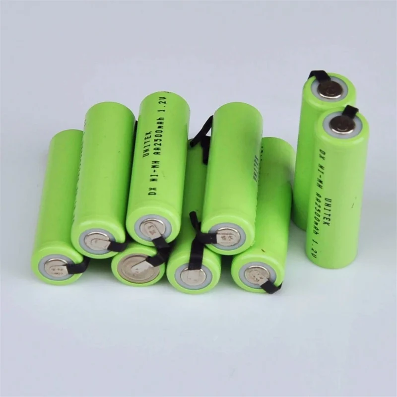 10 pc Ni-MH 1.2V AA batteries 2500mAh with welding tabs for Philips Braun electric razors toothbrushes