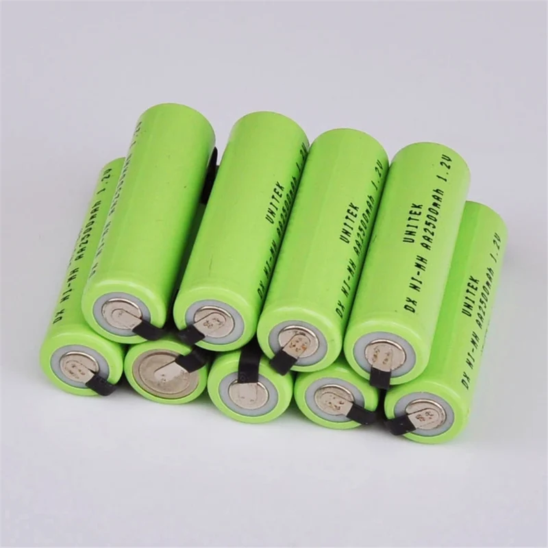 10 pc Ni-MH 1.2V AA batteries 2500mAh with welding tabs for Philips Braun electric razors toothbrushes
