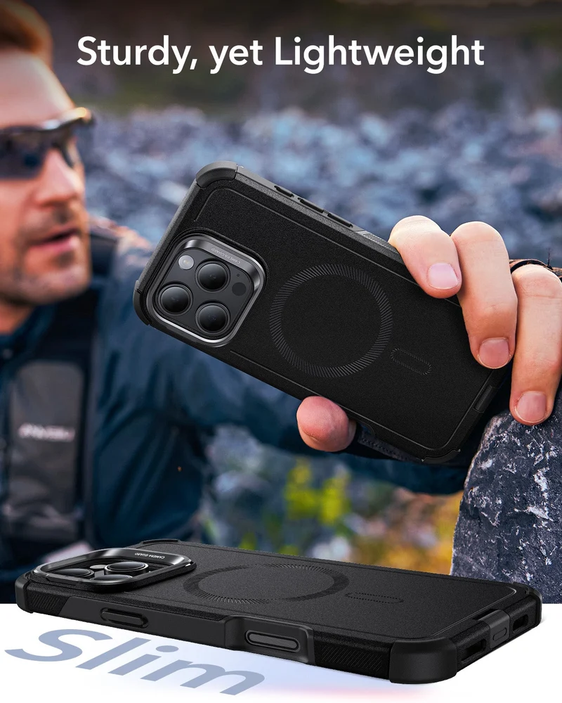 iPhone 16 Pro Cyber Tough Case with Stash Stand (HaloLock) - Dark Blue