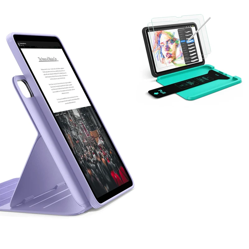 iPad Air 13" (M4) 2026 Bundle Shift Magnetic Case & Armorite® Paper-Feel Protection - Light Purple
