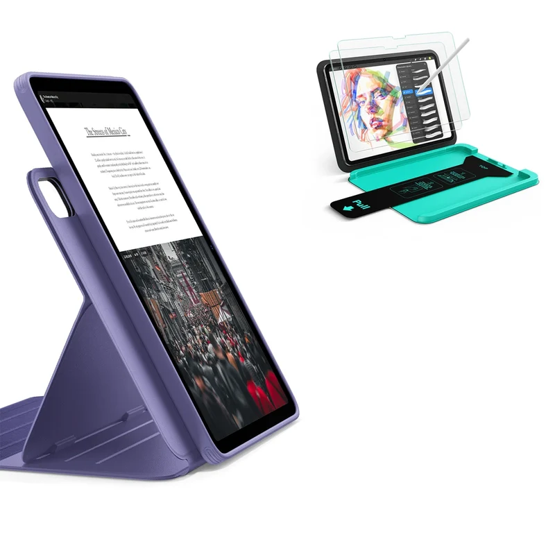 iPad Air 13" (M4) 2026 Bundle Shift Magnetic Case & Armorite® Paper-Feel Protection - Purple