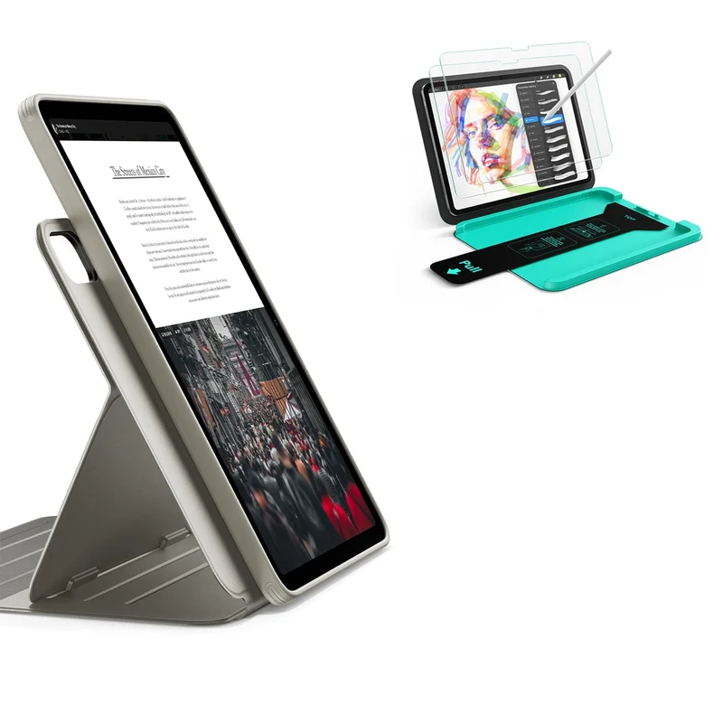 iPad Air 11" (M4) 2026 Bundle Shift Magnetic Case & Armorite® Paper-Feel Protection - Titanium