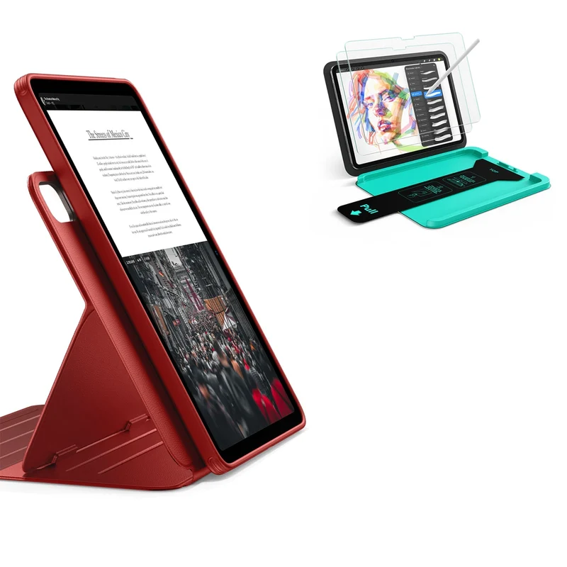 iPad Air 11" (M4) 2026 Bundle Shift Magnetic Case & Armorite® Paper-Feel Protection - Red