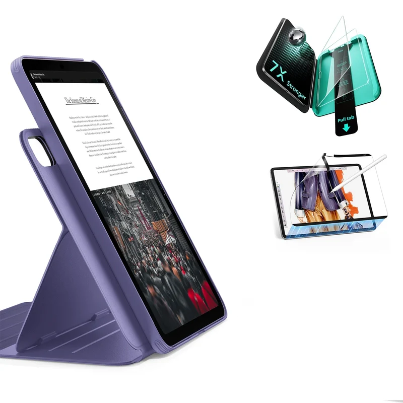 iPad 11" (A16) 2025 Bundle Shift Magnetic Case, Papel-Feel Magnetic & Armorite® Protection - Purple